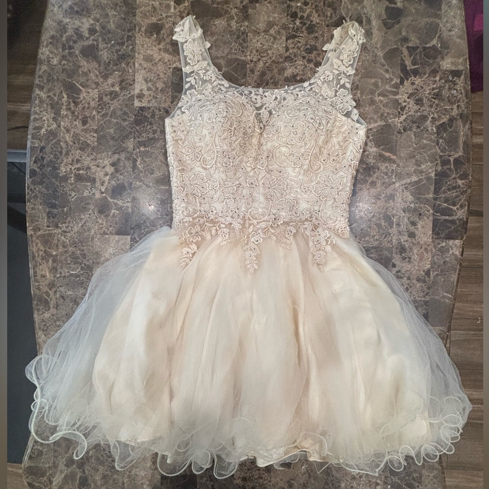 Dancing Queen Cream and Gold A-line Dress